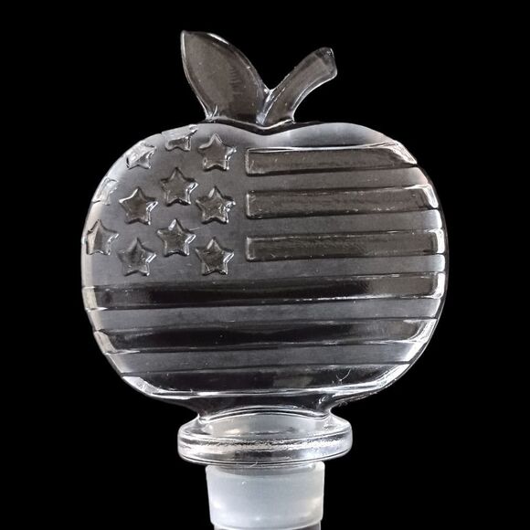 Mikasa Patriotic Crystal Wine Bottle Stopper Apple Stars & Stripes American Flag - Picture 8 of 14